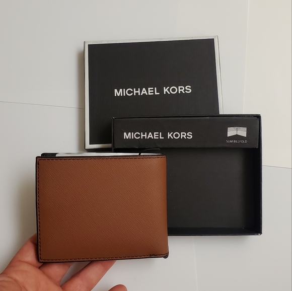 🤩 New authentic Michael Kors real leather Mens tan wallet - Picture 4 of 6